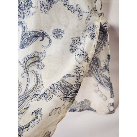 Paper Crane Dress Womens Small Blue White Open Front Midi Ruffled Cap Sleeve - Picture 13 of 16